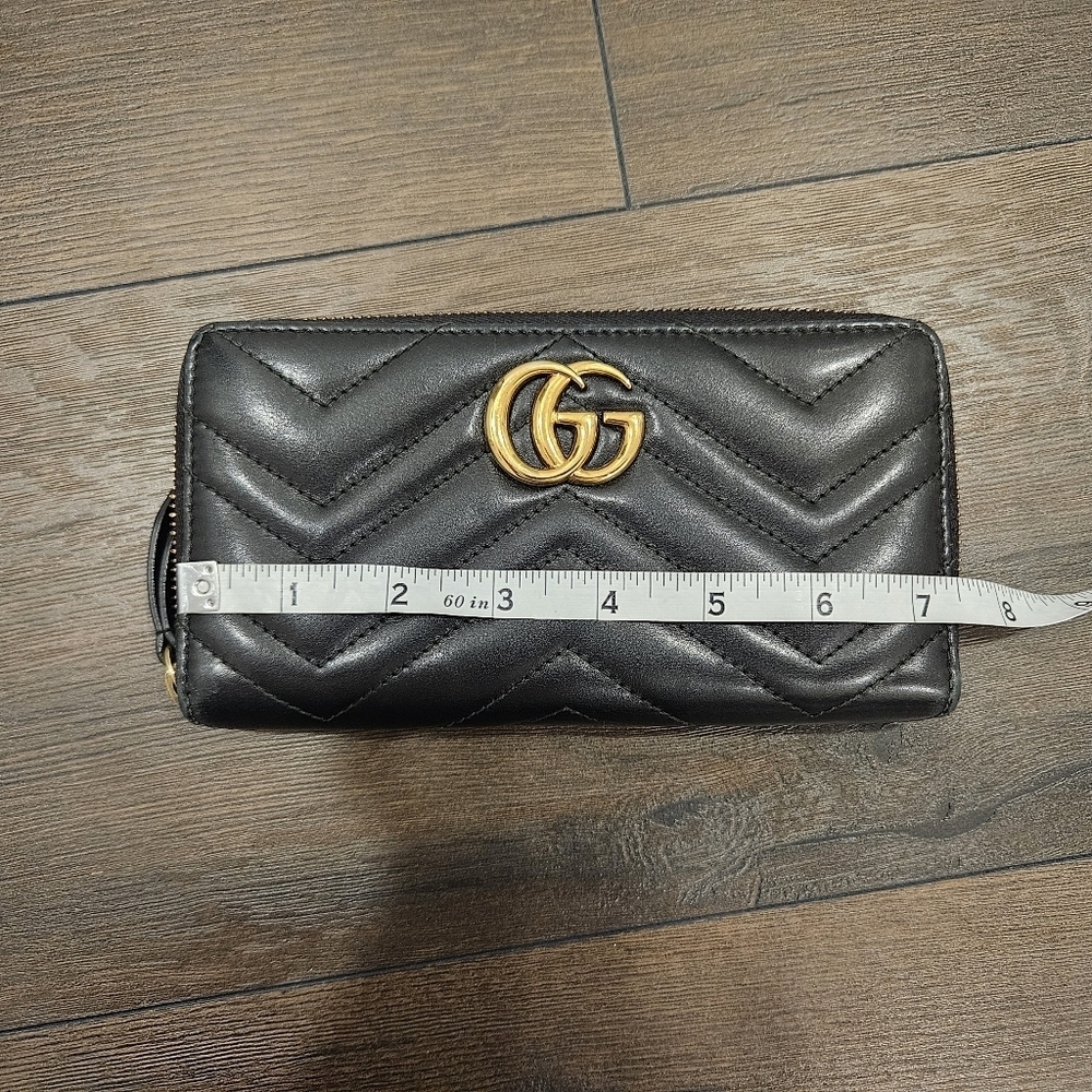 GUCCI GG MARMONT Black Zip Around Long Leather Wallet + Branded Hard Box - Picture 11 of 14